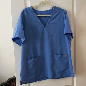 Figs Casma 3 Pocket Scrub Top, Ceil Blue, M, L